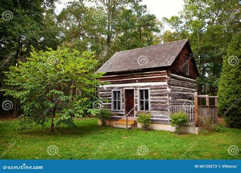 Historical Rustic Pioneer Log Cabin House Ontario Canada Stock Photo