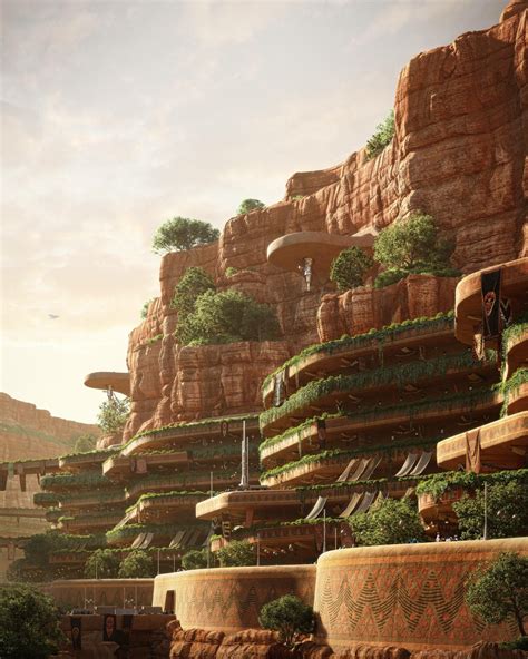 Eco Futuristic Settlement In A Martian Canyon By Lukas Yosi Filip
