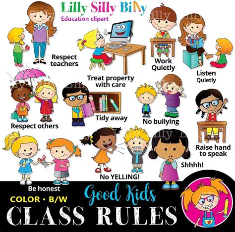 Remains focused on the activity at hand. Classroom Rules Black And White And Color Educational ...