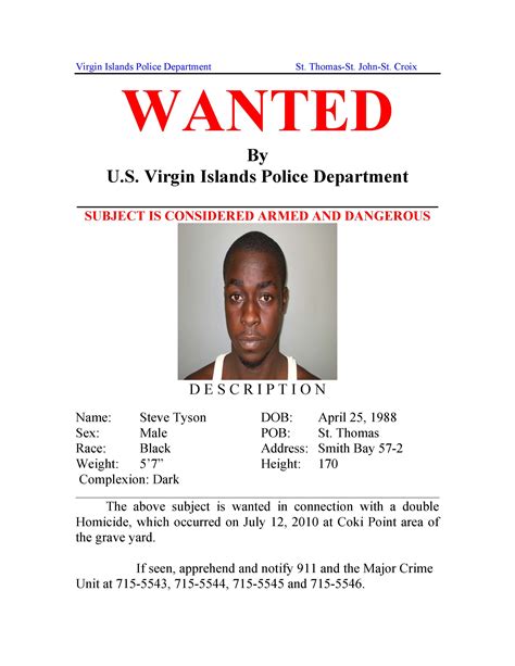 Police Issue Wanted Poster For Double Homicide Suspect St Croix Source