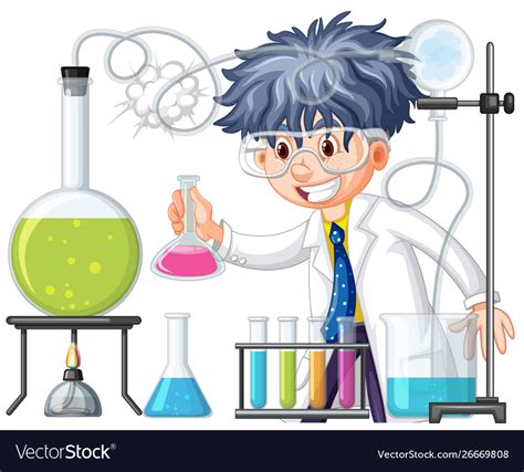Scientist Doing Experiment In Science Lab Vector Image