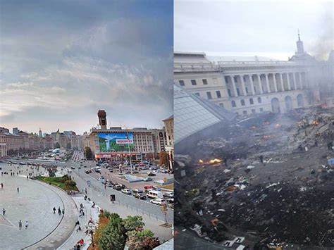 Before And After Kievs Independence Square Looks Like The Apocalypse