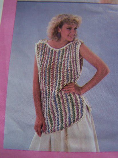 Usa 1 Cent Sandh Vintage 80s Womens Knit Tabard Sweater Knitting Pattern