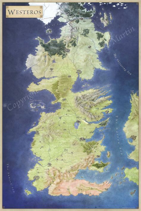 Westeros Map For Game Of Thrones Fantastic Maps
