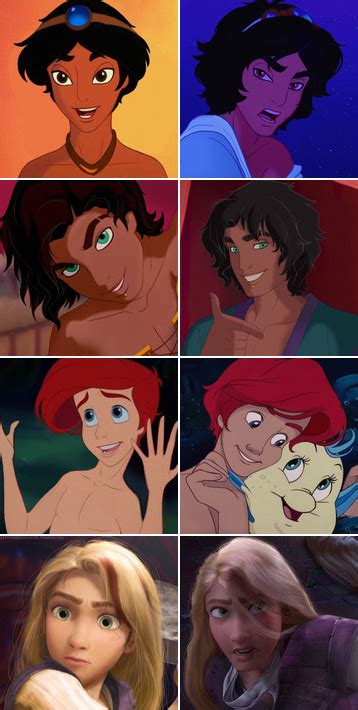 Disney Gender Bender Aladdin Esmerelda Ariel Rapunzel Disney