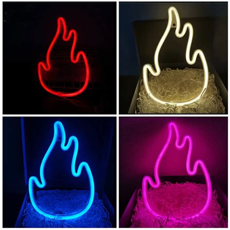 Flame Fire Sign Neon Light Led Decoration Wall Hanging Lamp Nightlight