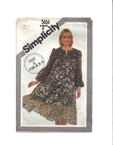 Simplicity 5161 Pattern For Misses Pullover Smock Dress Etsy