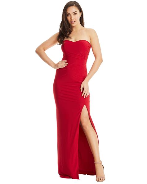 Strapless Evening Dress - Red | Red evening dress, Strapless evening dress, Evening dresses