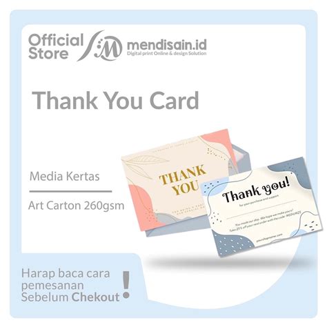 Jual Thank You Card Kartu Terima Kasih Kartu Hampers Thankyou Card Kartu Ucapan Terima