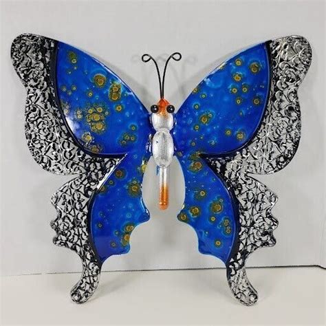 Metal Butterfly Outdoor Patio Wall Decoration Décor Art Blue Butterfly