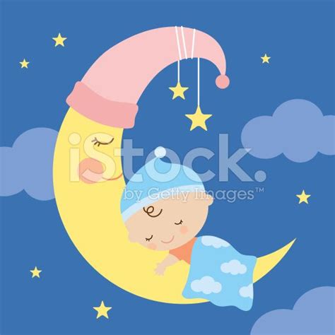 Vector Illustration Of A Baby Sleeping On The Moon Baby Illustration