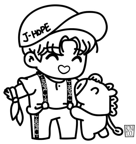 J Hope And Mang Bt21 Coloring Page Chibi Coloring Pages Coloring