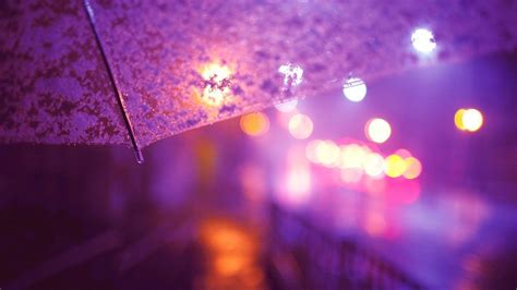 Umbrella Lights Street Light City Lights Rain Bokeh Hd Wallpaper