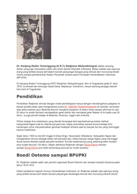 Sejarah Radjiman Wedyodiningrat Dr Kanjeng Raden Tumenggung Kr