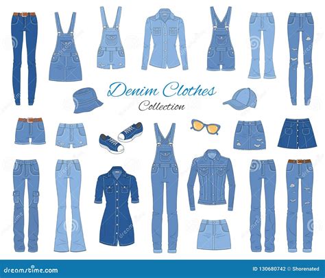 Denim Clothes Collection Vector Sketch Illustration Stock Vector Illustration Of Summer