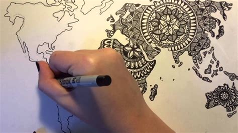 Zentangle Doodle World Map Zentangle Patterns Doodles Zentangle