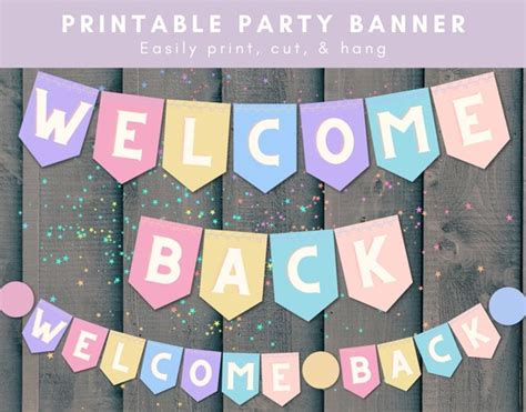 Printable Welcome Back Banner Pastel Party Bunting Easy Etsy