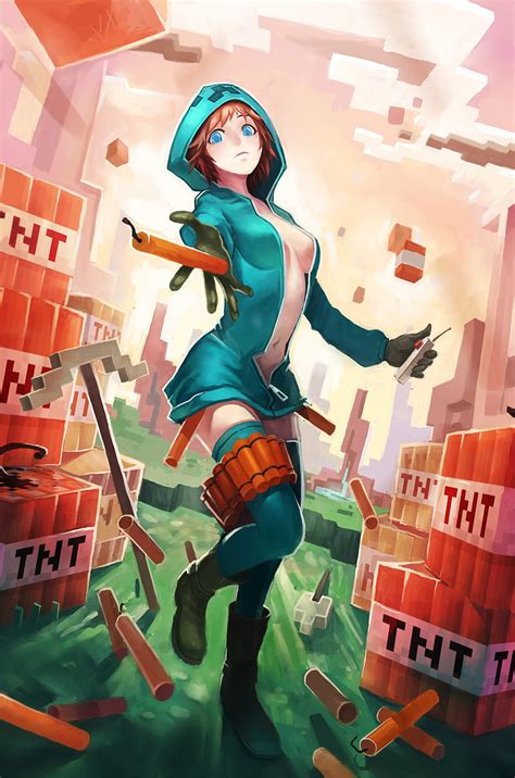 Minecraft Creeper Girl Wallpaper