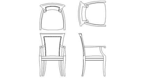 Simple Wooden Chair All Sided Elevation Block Cad Drawing Details Dwg