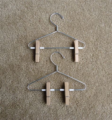 5 Inch Doll Clothes Hanger Set Of 4 W Clothes Clips Wire Etsy Doll