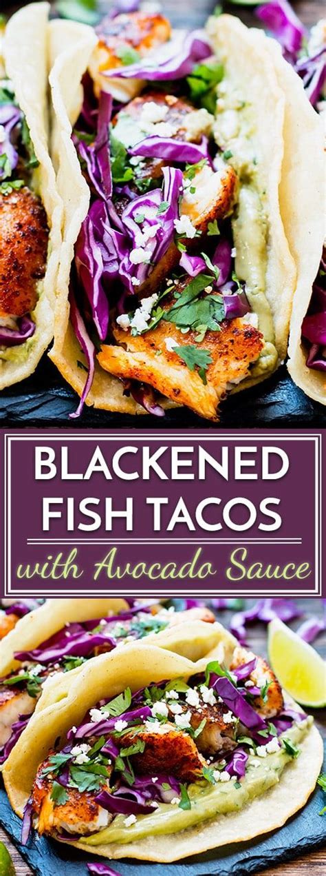 Best fish for fish tacos: Blackened Fish Tacos with Avocado Sauce | Recipe ...