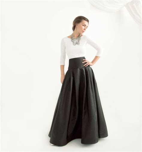 Black Taffeta Pleated Maxi Skirt Taffeta Skirt Ball Skirt Black