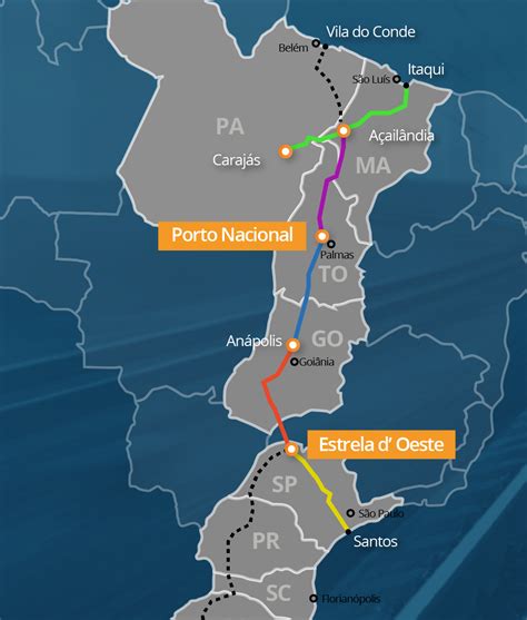 Mapa Ferrovia Norte Sul