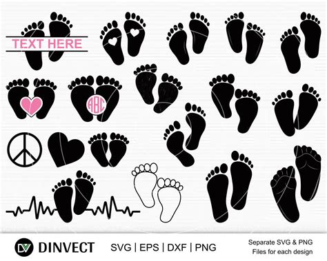 Clip Art Baby Footprints Silhouette Summer Png Cut File For Cricut Svg