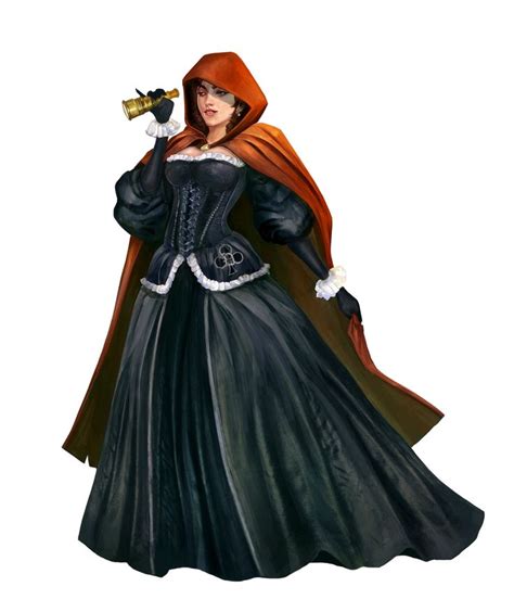 Female Human Aristocrat Noble Black Dress And Spyglass Pathfinder