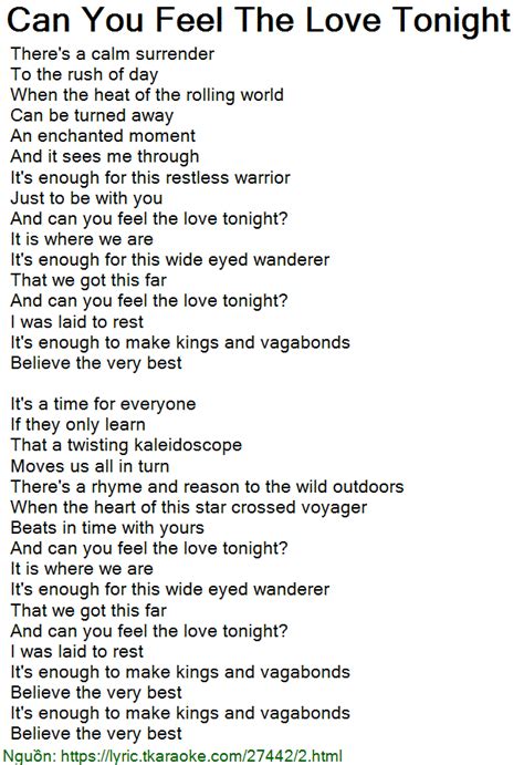 Lyrics To Can You Feel The Love Tonight - slidesharetrick