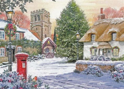 Nostalgic Christmas Card Scene The Perfect English Village In Snow