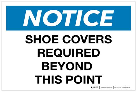 Notice Shoe Covers Required Beyond This Point Label Creative