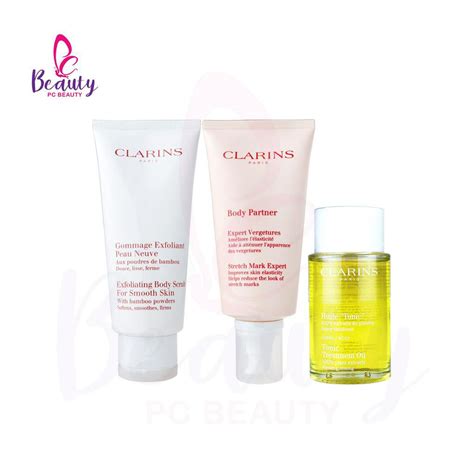 Clarins Beautiful Pregnancy Ritual 3pcs Body Scrub Tonic Treatment Oil Body Partner Stretch