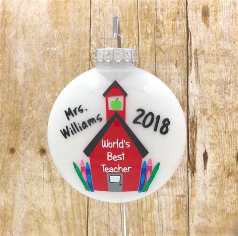 Worlds Best Teacher Ornament Personalized Etsy Teacher Ornaments