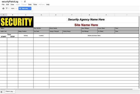 Editable Security Patrol Log Template Fill Print Download Law Forms In Word Pdf Zohal