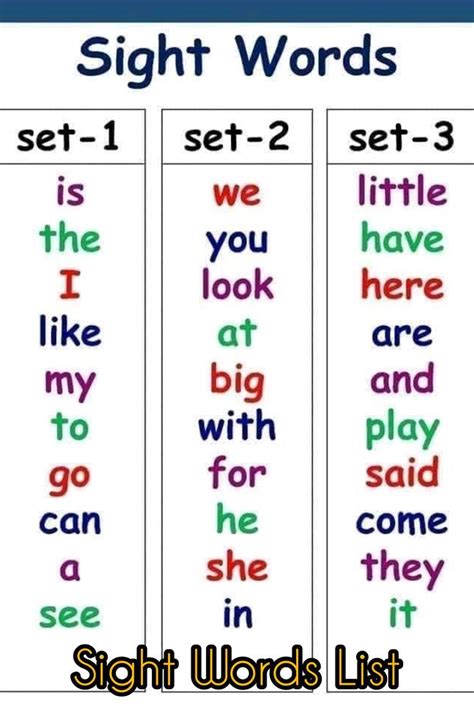 Sight Words List Kindergarten Worksheets Sight Words Preschool Sight