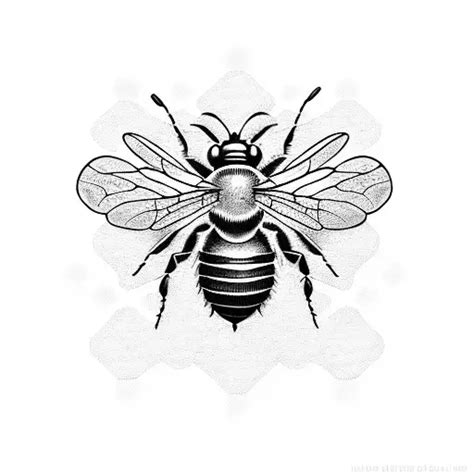 Dotwork Flying Honey Bee Tattoo Idea Blackink Ai
