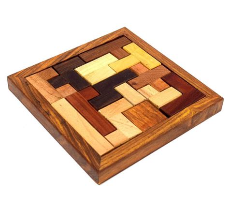 Wooden Jigsaw Brain Puzzle Game 6″ X 6″ Inch Brown Colour Geokraft