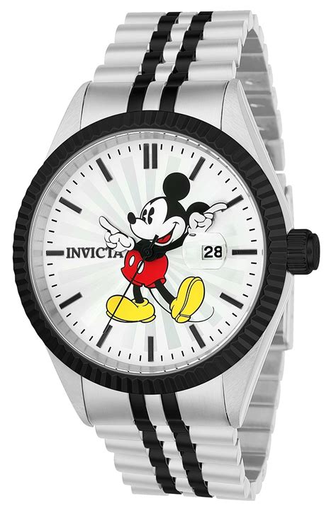 Invicta Disney Limited Edition Mickey Mouse Men S Quartz Mm Stainless Steel Black Case Silver