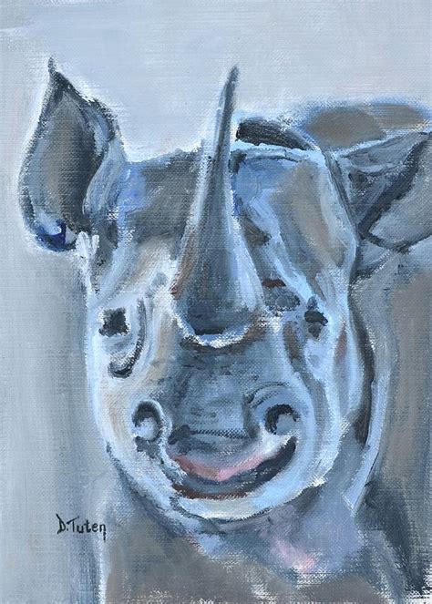 Baby Rhinoceros Safari Animal Painting Painting By Donna Tuten Fine