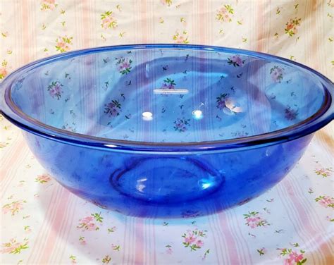 Pyrex Cobalt Blue Clear Nesting Mixing Bowl 4L 326 Large Glass Bowl Etsy