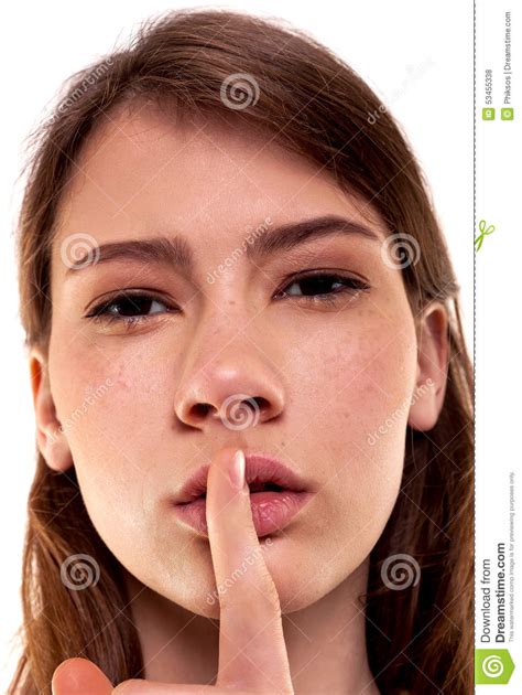 Shhhhh Woman Finger On Lips Silent Silence Stock Image Stock Photo