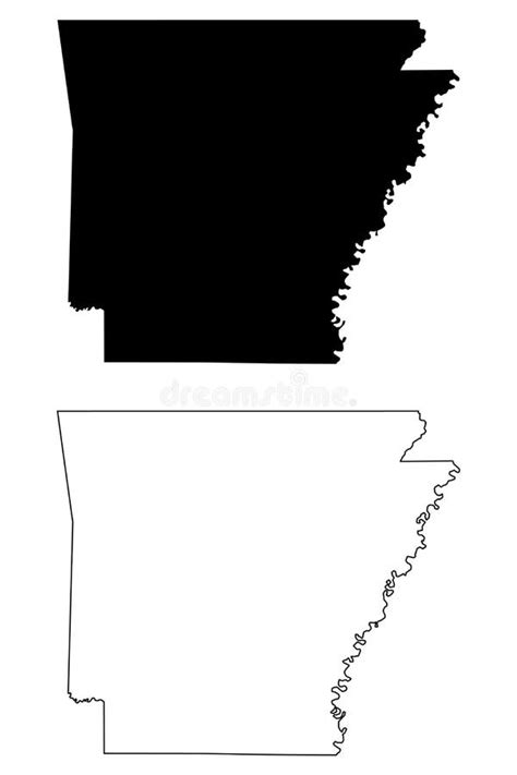 Arkansas AR State Map USA Black Silhouette And Outline Isolated Maps On A White Background EPS