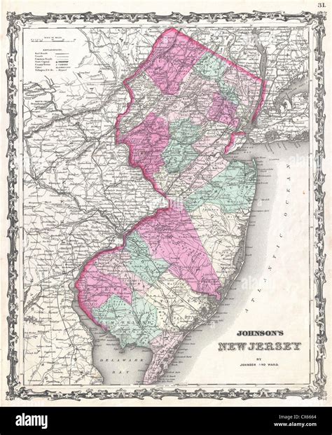 1862 Johnson Mapa de Nueva Jersey Fotografía de stock Alamy