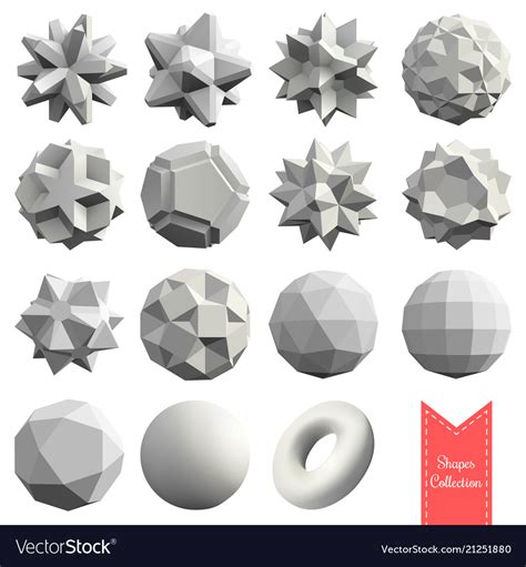 Collection Of 15 3d Geometric Shapes Royalty Free Vector
