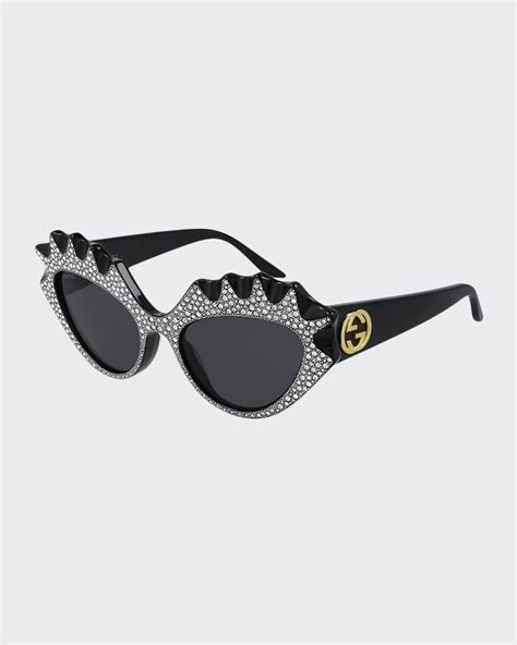 gucci hollywood forever irregular acetate cat eye sunglasses with crystals shopstyle
