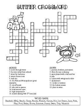 Print crossword puzzle for kids. Summer Crossword Puzzle | Crossword, Crossword puzzle, Puzzle