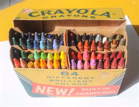 Crayola Crayons Box With Built In Sharpener 64 Count Assorted Colors