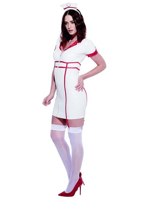adult womens wet look nurse costume