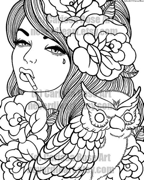 sexy pin up girl coloring pages adult sketch coloring page